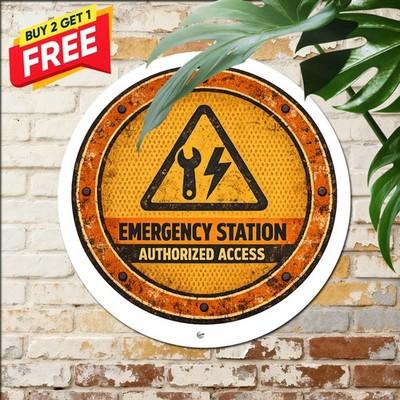 Fallout Shelter Symbol Warning Round Metal Sign Retro Nuclear Bunker Tin Plaque