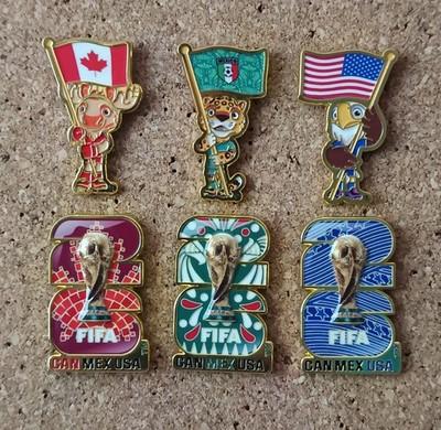 FIFA Set 6 PIN World Cup 2026 USA CAN MEX Logo & Mascots Without Box