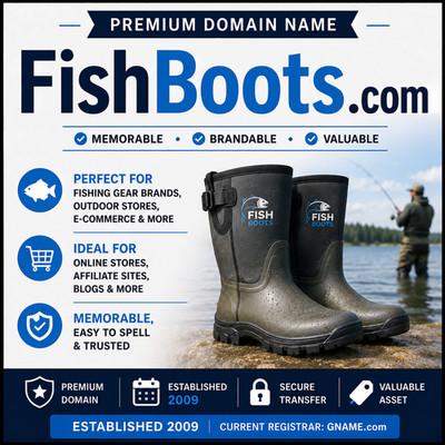 FishBoots.com Premium Domain Name Est. 2009 Registrar GNAME.com