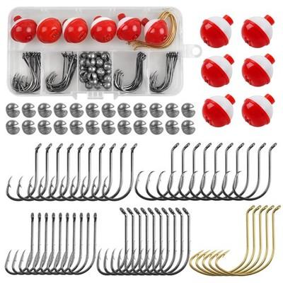 Fishing Bobbers Tackle Kit Beginners Equipment,75pcs Include Fishing Hooks Bo...