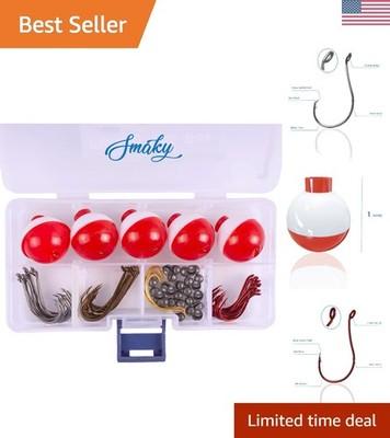 Fishing Tackle Kit Beginners Equipment 80 Pcs-Includes Fishing Hooks Bobbers ...