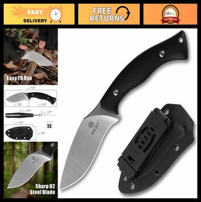Fixed Blade Knife with Kydex Sheath, 4" D2 Steel Blade, Ergonomic G10 Handle, ED