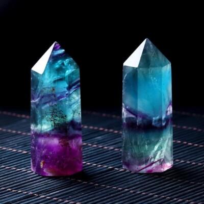 Fluorite Healing Crystal Wands Obelisk Reiki Point Tower Home Car Office Decor
