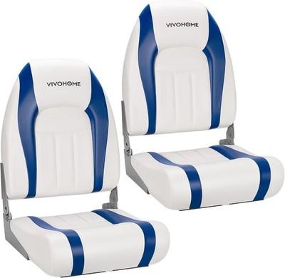 Folding High Back Boat Seats, 2 Pack Waterproof Boat Captain Chair | Fold-Down,