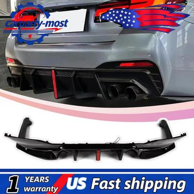 For 2017-2023 BMW G30 G38 Big Fin M5 Style Gloss Black LED Rear Bumper Diffuser