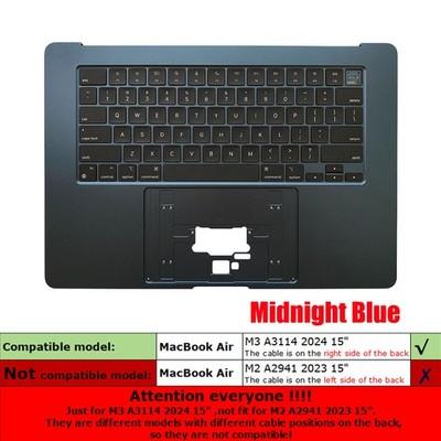 For Apple MacBook Air 15" M3 A3114 2024 Keyboard Top Case Cover Midnight US