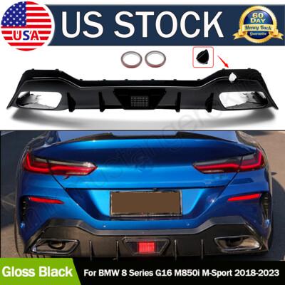 For BMW 8 Series G16 M850i M-Sport 19-2023 Gloss Black Rear Bumper Diffuser Lip