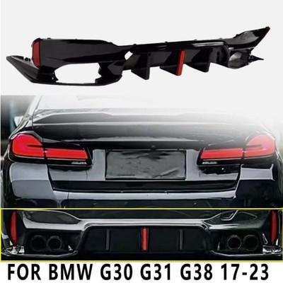 For BMW G30 G38 M5 Style Gloss Black Big Fin LED Rear Bumper Diffuser Kit 17-23