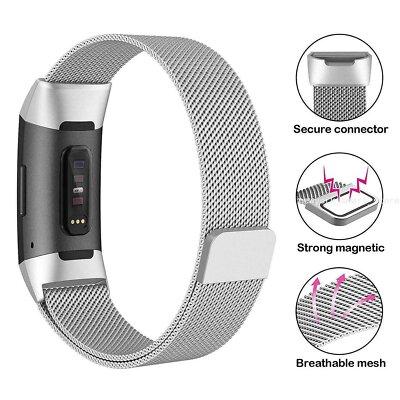 For Fitbit Charge 3 4 Band Metal Stainless Steel Mesh Wrist Loop Wristband Strap