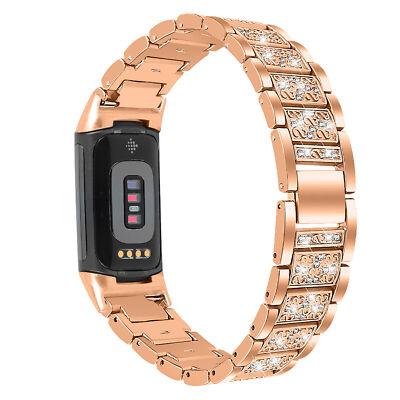 For Fitbit Charge5 Watch Strap Rhinestone Bling Metal Bracelet Wristband