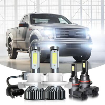For Ford F-150 2004—2014 10000K LED Headlight Hi/Lo +Fog Light 4 Bulbs Combo kit