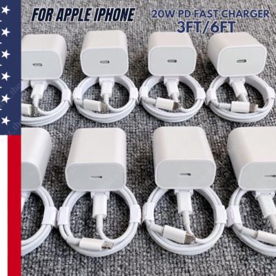 For iPhone 16 15 14 13 12 11 Pro Max 20W PD USB C Fast Charger Type C Cable Lot