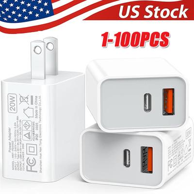 For iPhone 17 16 15 11 20W Fast Charger Block USB Type C Wall Power Adapter Lot