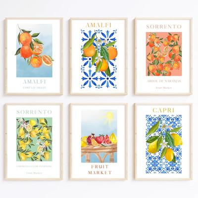 Fruit Wall Art Kitchen Artwork Wall Decor Fruit Market Prints Poster Colorful...