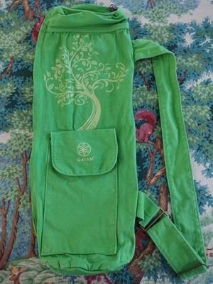 Gaiam Kelly Green Tree Canvas Cargo Zip Pocket Yoga Mat Shoulder Strap Bag