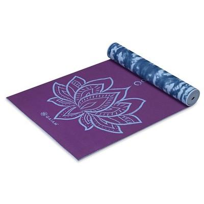 Gaiam Reversible Yoga Mat, 6mm Thick Print Mat Purple Lotus