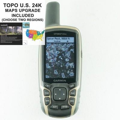 Garmin GPSMAP 64sx GPS w/ Trail Maps Upgrade TOPO U.S. 24K Choose Two Regions!