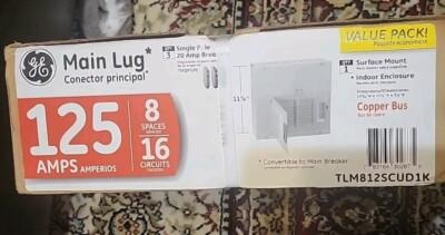 GE Main Lug Convertible Load Center 8 Space Circuit 16 Single Poles 125A