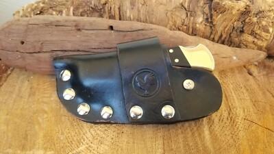 GENUINE LEATHER QUICK-DRAW SHEATH for BUCK 110+ FOLDING KNIFE - BLACK