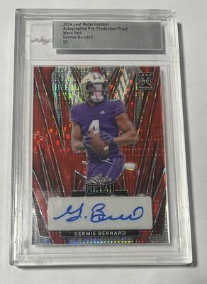 Germie Bernard 2024 Leaf Metal 1/1 Red Wave Rookie Proof Auto Pitt Steelers RC
