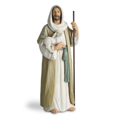 Good Shepherd Statue Jesus Holding Lamb 9.5inch Religious Modern Home Decor Figu