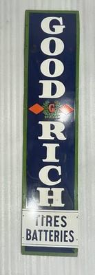 GOODRICH TIRES & BATTERIES PORCELAIN ENAMEL SIGN 72X16" SSP.