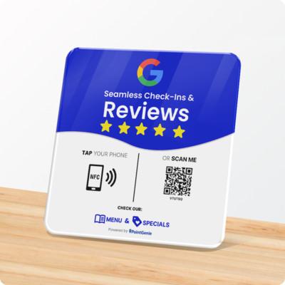 Google Review Plate – Genie Tag Glossy | NFC + QR | Table Display NEW!