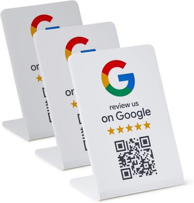Google Review Stand - NFC & QR Code, Easy Setup, for All Businesses (3-Pack)