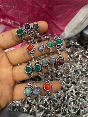 Green Onyx & Mix Gemstone 925 Sterling Silver Plated Wholesale Lot Casting Ring