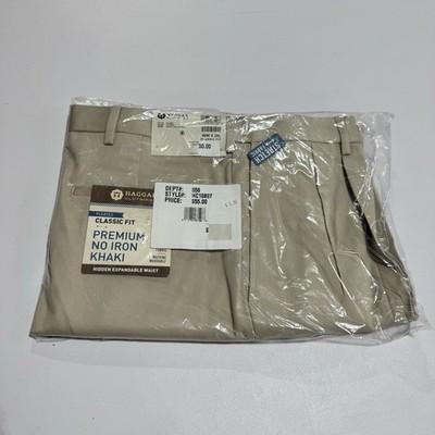 Haggar Clothing Pants Mens 40x29 Beige Premium No Iron Khaki Classic Fit NWT