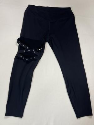 Halara Daystretch High Waisted Crossover Contrast Mesh Buckle Leggings Goth Punk