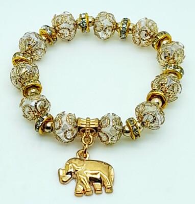 handmade clear Bead gold cover part elephant charm Stretch fashion Bracelet