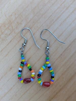 Handmade Colorful Seed Bead Dangle Earrings – Boho Rainbow Style