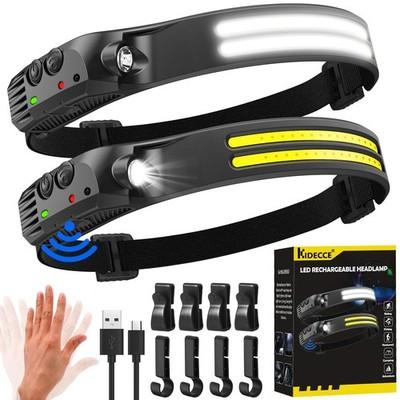 Headlamp Rechargeable,2 Pack 230° Wide Beam Head Lamp,2000 XX, Multicolor