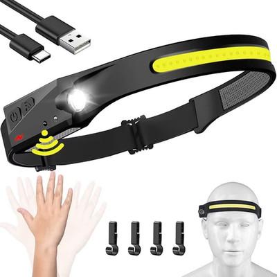 Headlamp Rechargeable LED with 230 Degree Wide Beam Motion Sensor Waterproof