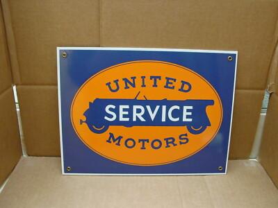 HEAVY ENAMELED PORCELAIN SIGN UNITED MOTORS SERVICE 12" X 9"