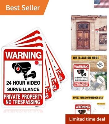 High-Visibility No Trespassing Signs, 4-Pack Rust-Free Aluminum Security