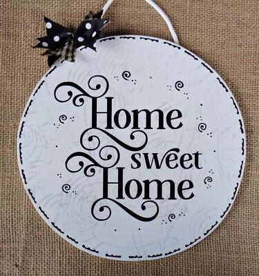 HOME SWEET HOME Circle SIGN Wall Door Plaque OR Wreath Attachment