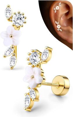 Hypoallergenic Cartilage Earrings for Women Flat Back-925 Sterling Silver Post S