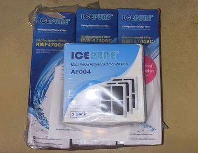 ICEPURE RWF4700AC Water Filter 3 Pack + AF004 Air Filter 3 Pack Bundle