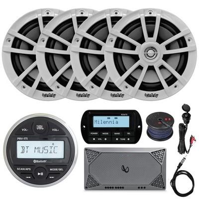 JBL PRV175 Receiver, Remote, 4x 6.5" Speaker, Amp, USB/AUX Mount, Antenna, Wire