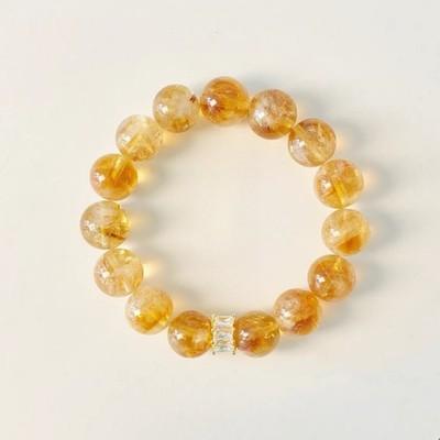Jucai Yellow Crystal Transport Bead Lucky Yellow Tower Crystal Hand String