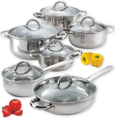 Juego De Cacerolas Y De Ollas De Cocina Set De 12 Piezas Acero Inoxidable