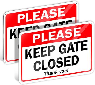 Keep Gate Closed Sign, 7X10 Inch Reflective Aluminum, 2 Pack | Rust Resistant Ga