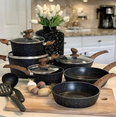 Kitchen Academy Pots and Pans Set Non Stick, 12Pcs Induction Cookware | Nonstick