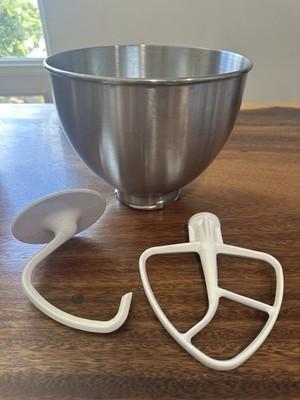 KitchenAid K45 Stainless Steel Mixing Bowl + Dough Hook & Paddle ONLY