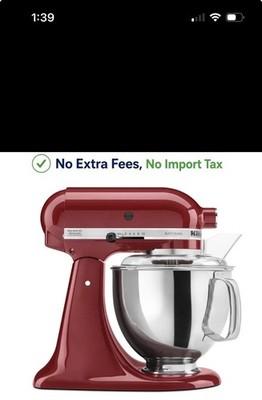 KITCHENAID KSM150PSER ARTISAN SERIES 5-qt TILT-HEAD STAND MIXER Empire Red