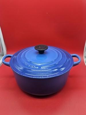 Le Creuset Blue Enameled Cast Iron Round Dutch Oven with Lid 2 3/4 Qt #20