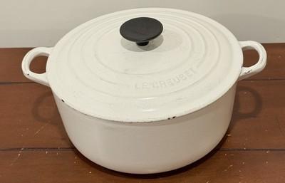 LE CREUSET Cast Iron White #24 Dutch Oven Stock Pot 4.5 qt W/Lid Made In FRANCE