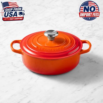 Le Creuset Signature Enameled Cast Iron Round Wide Dutch Oven, 3.5-Qt, Flame